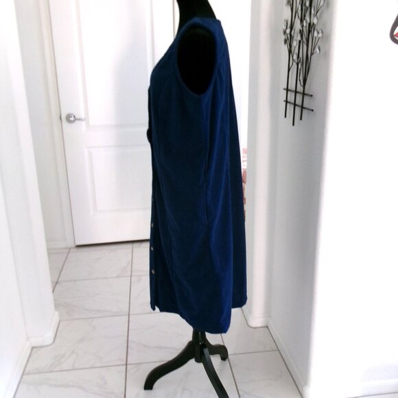 Old School Corduroy Over Sized Jumper Dress Peacock Blue Pockets M / L Blair - Picture 8 of 11
